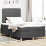 vidaXL Cama Box com colchão Cinza Escuro 120 x 200 cm tecido