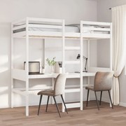 Cama alta sem colchão 90x190 cm pinho maciço branco