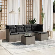 vidaXL 6 pcs conjunto sofás de jardim com almofadões vime cinzento