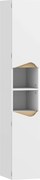 HOMCOM Móvel Coluna de Casa de Banho em Madeira com 2 Prateleiras Abertas e 2 Armários, 30x34.6x180.5 cm, Branco e Madeira natural | Aosom Portugal