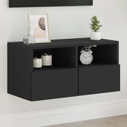 vidaXL Móvel de parede p/ TV 60x30x30 cm derivados de madeira preto