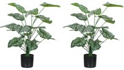 HOMCOM Conjunto de 2 Plantas Artificiais Decorativas 65 cm Plantas Artificiais com Vaso e Folhas para Interior Verde | Aosom Portugal