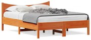 Estrutura de cama 135x190 cm madeira pinho maciça castanho cera