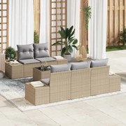 vidaXL Conjunto de Sofá de 6 Peças com Almofadas Bege em Rattan Sintético