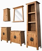 vidaXL Conjunto de casa de banho 5 pcs madeira de pinho maciça