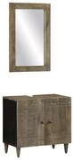 vidaXL 2 pcs conj. móveis p/ casa de banho madeira mangueira maciça