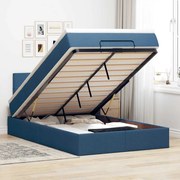 vidaXL Cama otomana com colchão 120x200 cm tecido azul
