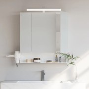 Armário de casa de banho parede com iluminação LED e tomadas 16,5 x 70 x 75 cm branco 