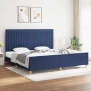 vidaXL Estrutura de cama sem colchão 200x200 cm tecido azul