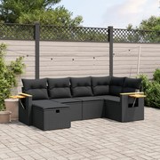 vidaXL 6 pcs conjunto sofás de jardim c/ almofadões vime PE preto