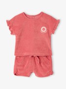 Conjunto em turco, t-shirt + calções, para bebé morango