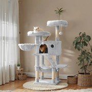 Arranhador para gatos com revestimento macio 49 x 49 x 135 cm Cinza