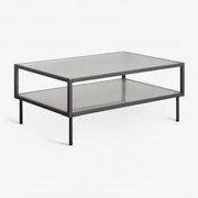 Rectangular Coffee Table 90x60 Cm In Steel And Glass Paoline Negro-de-fumo - Sklum