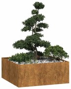 vidaXL Floreira enferrujada 100x100x40 cm aço resistente
