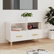 vidaXL Móvel de TV 80x36x50 cm derivados de madeira branco brilhante