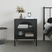 vidaXL Mesa de cabeceira 50x35x60 cm vidro e aço preto