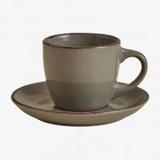 Pacote De 2 Xícaras De Café Em Grés Ronilena Com Pires, 9 Cl Cedro Castanho - Castanho - Sklum