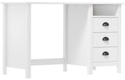 vidaXL Secretária Hill c/ 3 gavetas 120x50x74 cm pinho maciço