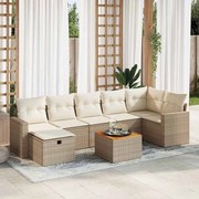 vidaXL 8 pcs conjunto de sofás p/ jardim com almofadões vime PE bege