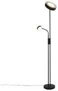 Candeeiro de pé preto com LED e dimmer com luz de leitura - Kelso Retro