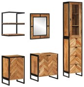 vidaXL 5 pcs conj. móveis p/ casa de banho ferro e acácia maciça