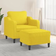 vidaXL Poltrona com apoio de pés 60 cm tecido amarelo-claro