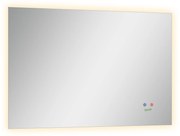 kleankin Espelho de Casa de Banho com Luz LED Anti-Embaciamento Interruptor Tátil 3 Luzes Ajustáveis e Função de Memória 90x60cm Prata