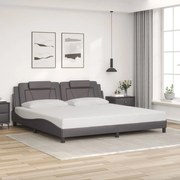 vidaXL Estrutura cama c/ cabeceira 200x200cm couro artificial cinzento