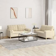 vidaXL 2 pcs conjunto de sofás com almofadas tecido cor creme