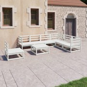 8 pcs conjunto lounge de jardim pinho sólido branco