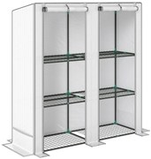 Outsunny Estufa de Exterior Pequena com 3 Prateleiras 2 Portas de Enrolar Capa de PE e Estrutura de Aço 144x48x152 cm Branco | Aosom Portugal