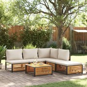 vidaXL 6 pcs conjunto de sofás de jardim com almofadões acácia maciça
