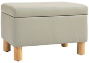 HOMCOM Baú de Armazenamento para Dormitório 33L Puff de Armazenamento Estofado em PU Banco de Arrumação 60x38x40 cm Cinza Claro | Aosom Portugal