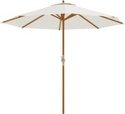 Outsunny Guarda-sol de jardim exterior redondo Ø 2,7 x 2,5 m com abertura/fecho por manivela, mastro em madeira, tecido 180 g/m², bege | Aosom Portugal