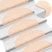 vidaXL Tapetes de escada autoadesivos 15 peças 65x21x4 cm creme meia-lua grande