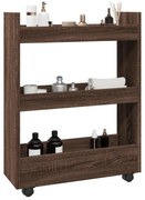 vidaXL Trólei arrumação estreito 3 prateleiras derivados de madeira