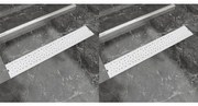 VidaXL Dreno de chuveiro linear 2 pcs bolhas 730x140 mm aço inoxidável