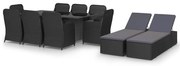 vidaXL 11 pcs conjunto de jantar para jardim vime PE preto