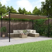vidaXL Pérgola com toldo retrátil 395x292x230 cm cor cinza-acastanhado