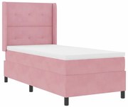 Cama Box Spring com Colchão Rosa 80x200 cm Veludo