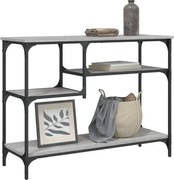 vidaXL Mesa consola c/ prateleiras 100x35x75 cm cinzento sonoma
