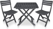 vidaXL Conjunto bistrô dobrável 3 pcs plástico antracite
