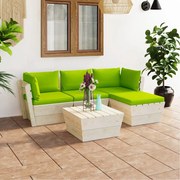 5 pcs conjunto lounge de paletes + almofadões madeira de abeto