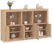 vidaXL Aparador com luzes LED 162x37x100 cm carvalho sonoma