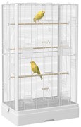 PawHut Gaiola para Pássaros 61x36,5x98 cm Gaiola para Aves com Portas