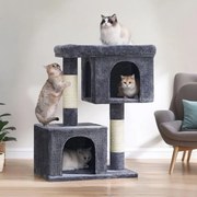 Arranhador com 2 cavernas 68 x 48 x 101 cm cinzento escuro