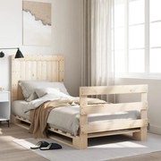vidaXL Estrutura de cama com cabeceira 90x200 cm pinho maciço