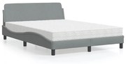 Cama com colchão 140x190 cm tecido cinzento-claro