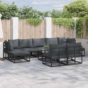 vidaXL Conjunto de Sofá de Jardim 9 pcs Preto 353 x 141.5 x 71 cm