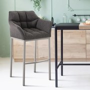 Banco de bar Damaso em tecido e com estrutura prateada 64 x 110 x 48 cm Cinzento titânio